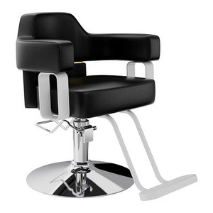 Un fauteuil de barbier ergonomique pivotant avec structure en métal et assise en cuir, réglable en hauteur, design moderne. - Product Image 2