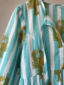 Robe longue romantique rose sauge à motifs floraux pour femme, en tissu de coton cambriqué à manches longues, tenue d'été pastel bohème pour les vacances - Product Image 5