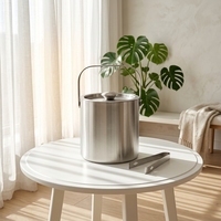 Seau à glace moderne en acier inoxydable à double paroi isolé sous vide Wuyi Camol, écologique, 1,3 L, avec couvercle, personnalisable, argenté, outil de bar à vin