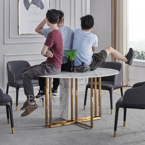 Bàn Ăn Tròn Đá Cẩm Thạch Tự Nhiên Bằng Thép Không Gỉ Cao Cấp Hiện Đại 1.6M Đường Kính 1.8M - Product Image 3