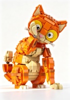 Modelo de Ladrillos de Gato Adorable Personalizado MOC, Juguete de Bloques de Construcción DIY de Gato Kawaii que Hace Señas con la Mano para Decoración de Escritorio y Regalo