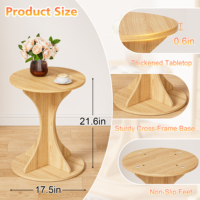 Table d'appoint ronde moderne, table d'appoint en bois de 21,6 pouces de hauteur avec cadre croisé robuste, table de canapé compacte pour la maison ou le bureau