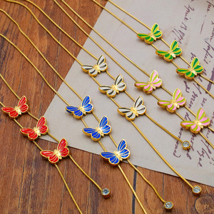 Butterfly Pendant Necklace Zinc Alloy Chain With Crystal Drop Party Jewelry Accessory - Product Image 2