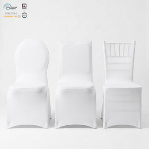 Funda elástica lavable roja para silla de hotel con arco frontal, cubierta ajustable para eventos corporativos - Product Image 1