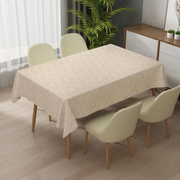 Nappe rectangulaire beige en PVC tissé à motif floral, jetable, imperméable, design moderne pour mariage, fête, banquet, usage domestique