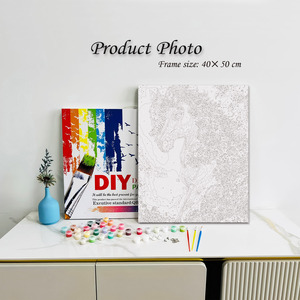 Paint By Numbers Canvas Art Kit Floral Horse Pastoral Scene Digital Printing Rectangle Handpainted DIY Painting Set - Product Image 2
