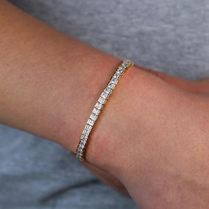 Pulsera de Tenis Rectangular con Circonitas, Chapada en Oro, de <span class=keywords><strong>20cm</strong></span>/21cm, Estilo Hip Hop, para Hombre - Product Image 2