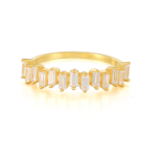 Bague ROXI en argent 925 pour femme, rectangulaire, carrée, avec zircon cubique blanc, plaquée or 18 carats, bijoux - Product Image 1