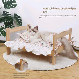 Schöner erhöhter hölzerner Haustierbettrahmen langlebige Möbel für kleine mittlere große Hunde Katzen Volkstyl mit polierter Technik - Product Image 3