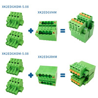 Set Terminal Blok PCB Pitch 5.08mm - Header Pin Lapis Ganda Lurus dan Sudut Kanan dengan Konektor Pegas Betina