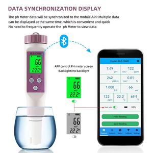 Analyseur <span class=keywords><strong>d</strong></span>'<span class=keywords><strong>eau</strong></span> numérique ORP/EC/Salinité/S.G/Température/PH/TDS, thermomètre, contrôle par <span class=keywords><strong>application</strong></span> pour l'<span class=keywords><strong>eau</strong></span> potable, la piscine, l'aquarium - Product Image 5