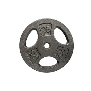Commercial Gym Solid Cast Iron Barbell Three-Hole Gray 2.5Lb-45Lb Free Weight Barbell Piece For Enhancing Upper Body Strength