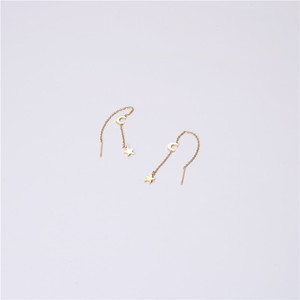 Pendientes de Acero Inoxidable Chapados en Oro 18K, Aretes Largos de Estrella Luna y Estrella Minimalista <span class=keywords><strong>Monn</strong></span> - Product Image 5