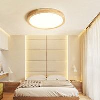 Plafonnier intelligent ultra-fin en bois massif, style moderne minimaliste nordique, LED trois couleurs réglables, IRC 80-90, pour chambre et salon