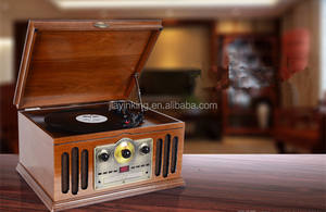 Lecteur CD Vintage gramophone <span class=keywords><strong>vinyle</strong></span> lecteur LP vieux look de mode avec haut-parleur puissant stéréo plateau tournant 6 en 1 - Product Image 2