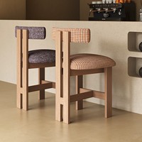 Chaise de salle à manger rétro JP avec design en tissu Tabouret de bar moderne en bois massif avec dossier confortable