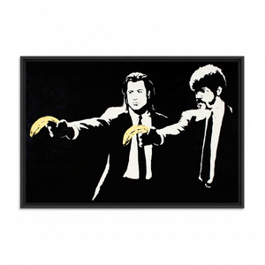 Elegant Banksy Banana Graffiti Printed Canvas Artwork for Modern Decor,<b>BLACK</b> <b>FRAMED</b> CANVAS - Product Image 2