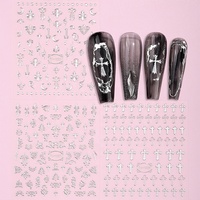 Aurora 3D ongles décalcomanies Laser feuille d'or Design étoile coeur Rose fleurs auto-colle lettres pour Nail Art autocollant matière plastique