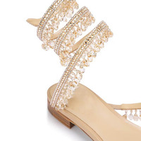 Sandales plates à lanières cheville pour femmes, ornées de strass, à lacets, mode luxe, logo personnalisé
