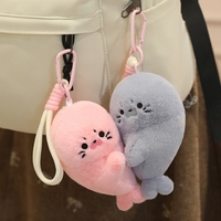 Porte-clés en peluche magnétique personnalisé OEM/ODM pour couple - Couleurs et motifs personnalisables, breloque de sac en forme de lions marins s'embrassant pour cadeaux