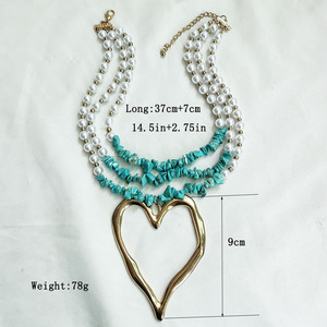 Novedad 2026: Collar Bohemio con Cuentas, <span class=keywords><strong>Retro</strong></span>, con Diamantes y Piedras, Gran Corazón, Collares en Capas, Joyería de Moda, Mariposa - Product Image 4