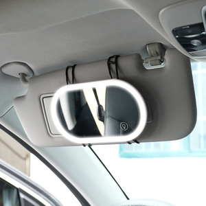 <b>Car</b> Vanity Mirror With Led Light Oval Shape Clip On For Sun <b>Visor</b> Makeup Mirror - Product Image 1