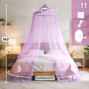 Zanzariera Rotonda Pendente Viola per Cameretta Bambine, 100% Poliestere, per Letti Singoli, Matrimoniali e Queen Size - Vendita all'Ingrosso - Product Image 4