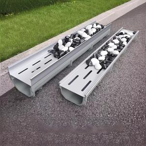 Système de drainage en tranchée rempli de galets, canal en U en résine avec couvercle en acier inoxydable 304, adapté au drainage des jardins et des cours arrière. - Product Image 2