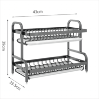 Support de Rangement Multifonctionnel pour Ustensiles de Cuisine, Égouttoir à Vaisselle, Assiettes, Bols, Cuillères, Type Vertical Écologique en Carbone