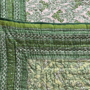 Trending Look Vintage Indian Vintage KanthaWork <b>Quilt</b> Hand Stitched Cotton Printed Pattern for Bedspread <b>Throw</b>/Gudari/Blanket - Product Image 1