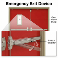 Porte d'urgence intérieure en acier inoxydable, à ouverture coulissante, insonorisée, avec résistance au feu de 60/180 minutes, finition industrielle moderne, pour centre commercial