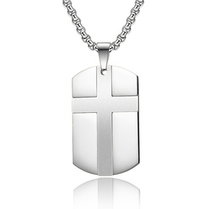 Collier avec pendentif croix militaire en acier inoxydable, bijoux unisexes, accessoire de mode - Product Image 5
