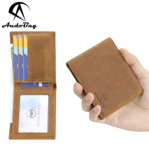 กระเป๋าสตางค์ AndoBag RFID รุ่นวินเทจแบบสั้น, ที่ใส่บัตรหนังแท้, กระเป๋าสตางค์ผู้ชายแบบพับสองตอนเรียบง่ายบางเฉียบ รุ่น 1835 - Product Image 1