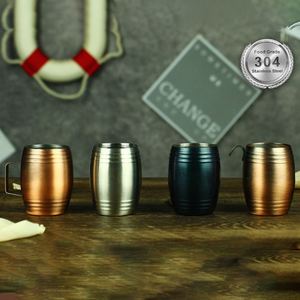 Vaso de chupito vintage para vino, jarra de cerveza con forma de barril, taza medidora de onzas con asa, para whisky, de acero inoxidable, ecológico, estilo europeo, martillado - Product Image 2