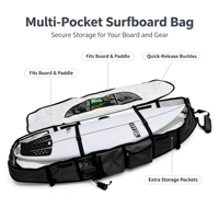 Sac de rangement pour planche de surf d'extérieur à roulettes, type cercueil, vente en gros, fabrication par un fabricant expérimenté depuis 17 ans, MOQ 200 pièces