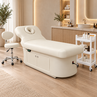 Table de massage électrique motorisée personnalisée pour soins du visage et cils, blanche, de luxe, moderne, mobilier de salon de beauté