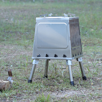 Réchaud à bois portable en acier inoxydable, réchaud de camping, cuisinière d'extérieur avec supports pour casseroles pour faire bouillir de l'eau