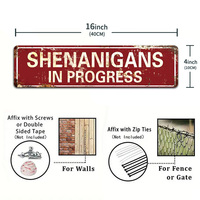 Panneau métallique vintage « Shenanigans en cours » – Décoration murale humoristique rétro pour bar, pub, cave à homme, fête