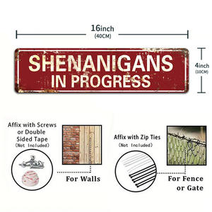 Letrero Metálico Vintage 'Shenanigans in Progress', Decoración de Pared Retro y Humorística para Bar, Pub, Cuarto de Hombre, Decoración de Fiesta - Product Image 4