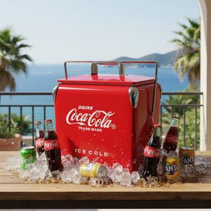 Kotak Pendingin Logam Retro Luar Ruangan 13 Liter Portabel untuk Berkemah, Bepergian, BBQ, RV, Piknik, Pesta, Memancing, Rumah Tangga, Kotak Es - Product Image 1