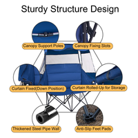 Chaise de plage pliante d'extérieur double pour le loisir, chaise de camping portable avec auvent – Offre Spéciale