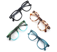 Montura de Gafas Geométricas de Acetato Retro Moderno, Gafas Ópticas Premium, Color Transparente, Diseño Personalizado
