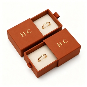 Boîte à anneaux élégante en velours avec tiroir, fournisseur, fabricant en gros, logo personnalisé, boîte à bijoux coulissante, vente directe d'usine en vrac - Product Image 1