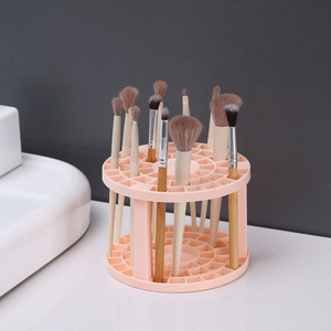 Support de pinceaux rond en plastique U-Wu, rangement multi-trous pour pinceaux de maquillage et stylos, blanc, rose, noir - Product Image 4