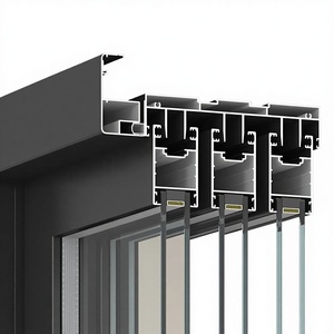 Porta Scorrevole in <span class=keywords><strong>Vetro</strong></span> <span class=keywords><strong>con</strong></span> Telaio in Alluminio Moderno EBON, Design a 4 Pannelli Telescopici <span class=keywords><strong>per</strong></span> Ufficio, Cucina, Esterni e Uso Ospedaliero - Product Image 1