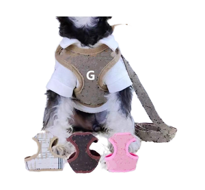 Rompi hewan peliharaan mewah kerah <span class=keywords><strong>Harness</strong></span> perlengkapan anjing desainer dapat disesuaikan tanpa fitur tarik kotak-kotak sederhana untuk anjing kecil sedang besar XL - Product Image 1