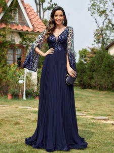 LY2419 Abiti da Sera <span class=keywords><strong>di</strong></span> Alta Gamma per Donne, Eleganti Vestiti con Scollo a V, Maniche Lunghe con Spacco, Paillettes, per Feste e Damigelle - Product Image 5