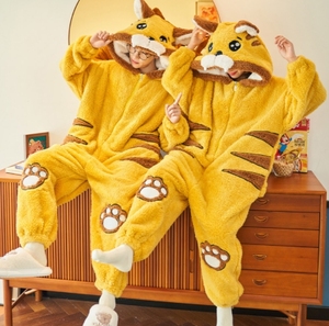 Amantes Pijamas Mujer invierno felpa Animal pijamas dibujos animados <span class=keywords><strong>dinosaurio</strong></span> nuevo grueso Coral terciopelo hombres hogar Animal onesies traje - Product Image 2