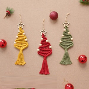 Boho Woven Handmade Macrame Cotton Rope <b>Wall</b> Hangings <b>Christmas</b> <b>Tree</b> Shape Home Decorations - Product Image 3