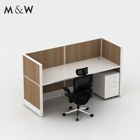 Poste de travail modulaire professionnel M&W réglable avec cloisons pour écoles et bureaux, cadre en aluminium, 4 personnes